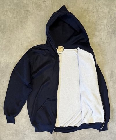 画像3: 90'S WEAR GUARD 裏地サーマル フルジップ ダブルフェイス スウェットパーカー ネイビー YKKアルミジップ USA製 (DEADSTOCK)