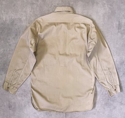 画像4: 50'S 5BROTHER コットンツイル マチ付き 長袖 ワークシャツ ベージュ USA製 (VINTAGE)