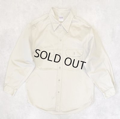 画像1: 50'S BIG MAC コットンツイル マチ付き 長袖 ワークシャツ ベージュ (VINTAGE)