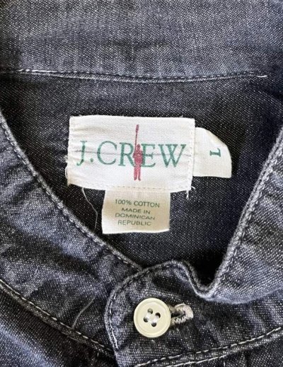 画像2: 90'S J.CREW 旧タグ ブラックシャンブレー バンドカラーシャツ ブラック (VINTAGE)