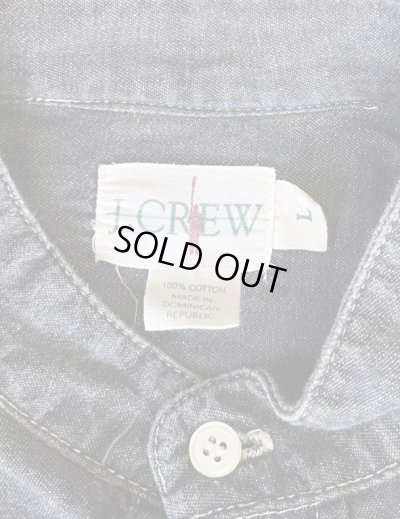 画像2: 90'S J.CREW 旧タグ ブラックシャンブレー バンドカラーシャツ ブラック (VINTAGE)
