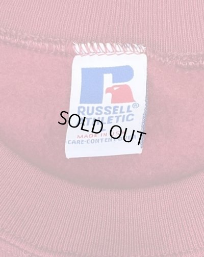 画像2: 90'S RUSSELL ATHLETIC 前Vガゼット付き クルーネック スウェットシャツ バーガンディ USA製 (DEADSTOCK)