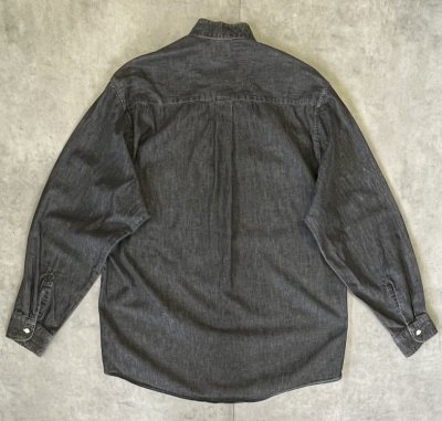 画像3: 90'S J.CREW 旧タグ ブラックシャンブレー バンドカラーシャツ ブラック (VINTAGE)