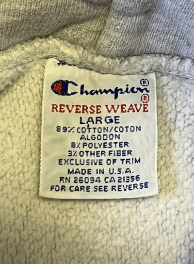 画像2: 90'S CHAMPION "VIRGINIA TECH" 刺繍タグ リバースウィーブ パーカー ヘザーグレー USA製 (VINTAGE)