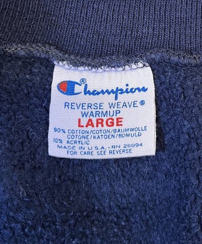 画像2: 80'S CHAMPION "FIRSTSEA BANK" トリコタグ リバースウィーブ ネイビー USA製 (VINTAGE)