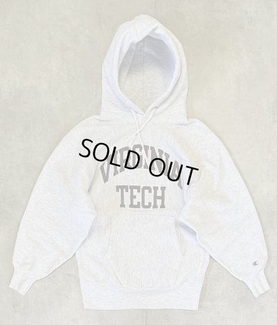 画像1: 90'S CHAMPION "VIRGINIA TECH" 刺繍タグ リバースウィーブ パーカー ヘザーグレー USA製 (VINTAGE)