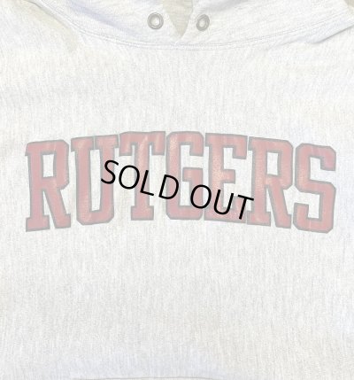 画像3: 90'S CHAMPION "RUTGERS" 刺繍タグ リバースウィーブ パーカー ヘザーグレー USA製 (VINTAGE)