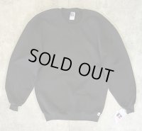 90'S RUSSELL ATHLETIC 前Vガゼット付き クルーネック スウェットシャツ ブラック USA製 (DEADSTOCK)