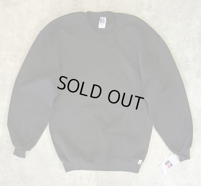 画像1: 90'S RUSSELL ATHLETIC 前Vガゼット付き クルーネック スウェットシャツ ブラック USA製 (DEADSTOCK)