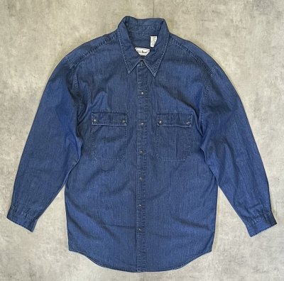画像1: 90'S LL Bean スナップボタン デニムシャツ インディゴ (VINTAGE)