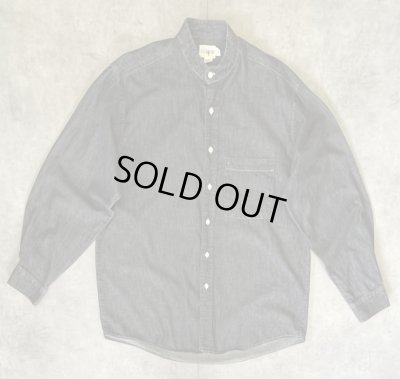 画像1: 90'S J.CREW 旧タグ ブラックシャンブレー バンドカラーシャツ ブラック (VINTAGE)