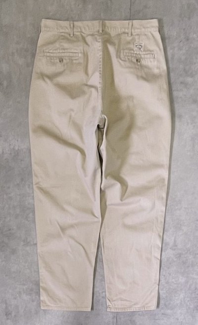 画像3: 90'S RALPH LAUREN "ボックスロゴ" ツープリーツ チノパンツ ベージュ USA製 (VINTAGE)