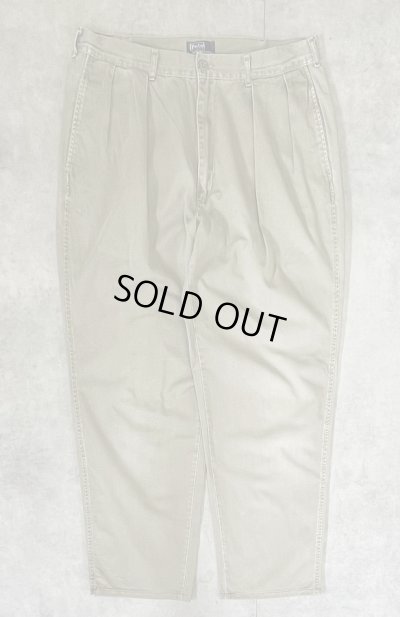 画像1: 90'S RALPH LAUREN "ボックスロゴ" ツープリーツ チノパンツ オリーブ USA製 (VINTAGE)