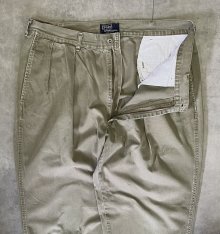 他の写真1: 90'S RALPH LAUREN "ボックスロゴ" ツープリーツ チノパンツ オリーブ USA製 (VINTAGE)
