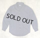 90'S RALPH LAUREN シルク/コットン/リネン ヘリンボーン オープンカラーシャツ ネイビー (VINTAGE)