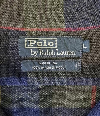 画像2: 90'S RALPH LAUREN ウール オープンカラーシャツ チェック柄 USA製 (VINTAGE)
