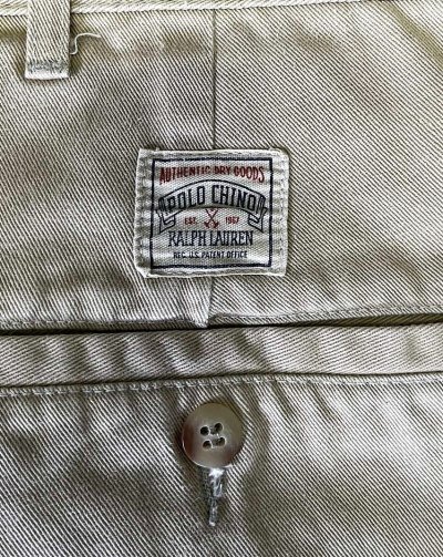 画像4: 90'S RALPH LAUREN "ボックスロゴ" ツープリーツ チノパンツ ベージュ USA製 (VINTAGE)