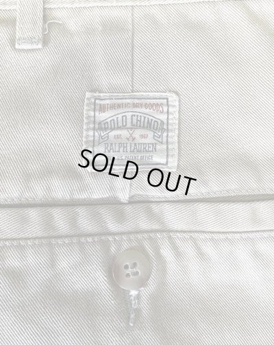 画像4: 90'S RALPH LAUREN "ボックスロゴ" ツープリーツ チノパンツ ベージュ USA製 (VINTAGE)