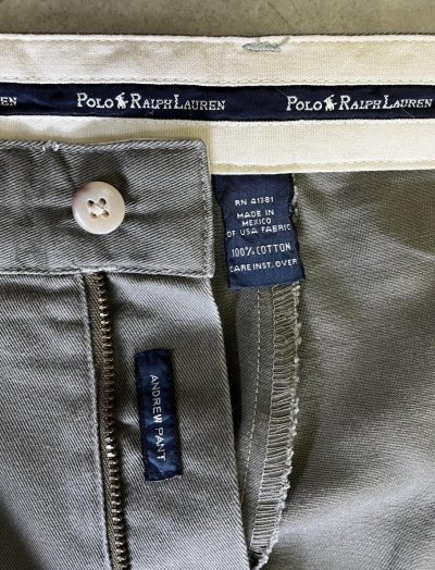 画像2: 90'S RALPH LAUREN "ANDREW PANT" ツープリーツ チノパンツ カーキ (VINTAGE)