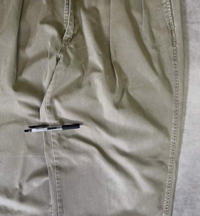 画像5: 90'S RALPH LAUREN "ボックスロゴ" ツープリーツ チノパンツ オリーブ USA製 (VINTAGE)