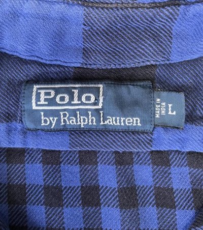 画像2: 90'S RALPH LAUREN チンスト付き ダブルフェイス フランネル ワークシャツ チェック柄 (VINTAGE)