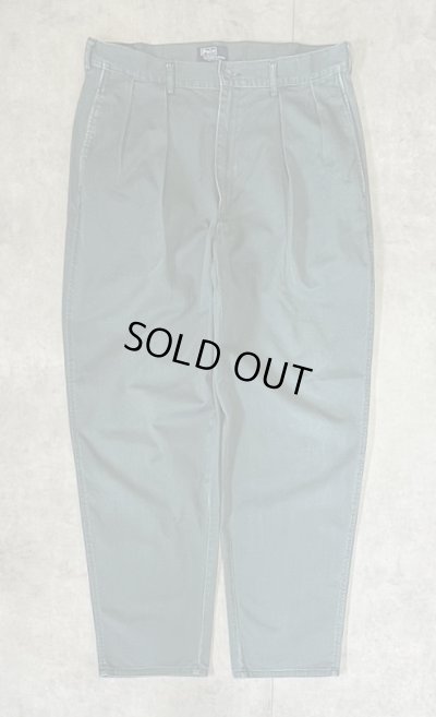 画像1: 90'S RALPH LAUREN "クレストロゴ" ツープリーツ チノパンツ グリーン USA製 (VINTAGE)