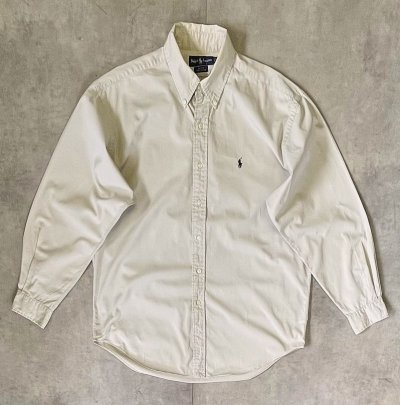画像1: 90'S RALPH LAUREN "BLAKE" ツイル BDシャツ ベージュ (VINTAGE)