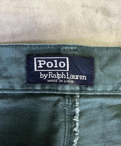 画像2: 90'S RALPH LAUREN "クレストロゴ" ツープリーツ チノパンツ グリーン USA製 (VINTAGE)