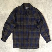 90'S RALPH LAUREN ウール オープンカラーシャツ チェック柄 USA製 (VINTAGE)