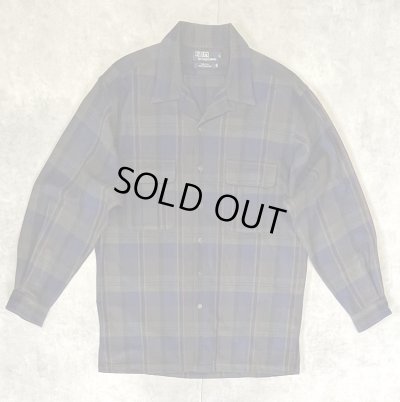 画像1: 90'S RALPH LAUREN ウール オープンカラーシャツ チェック柄 USA製 (VINTAGE)
