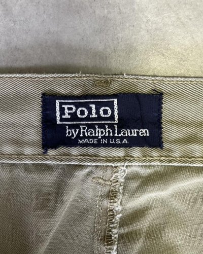 画像2: 90'S RALPH LAUREN "ボックスロゴ" ツープリーツ チノパンツ オリーブ USA製 (VINTAGE)