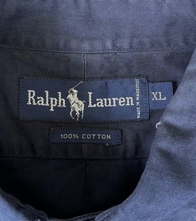 画像2: 90'S RALPH LAUREN ツイル BDシャツ ネイビー (VINTAGE)