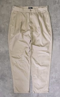 90'S RALPH LAUREN "ボックスロゴ" ツープリーツ チノパンツ ベージュ USA製 (VINTAGE)