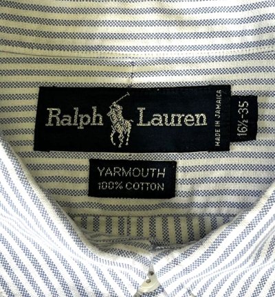 画像2: 90'S RALPH LAUREN "YARMOUTH" オックスフォード BDシャツ ストライプ (VINTAGE)