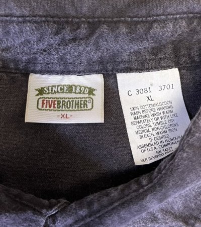 画像2: 90'S FIVE BROTHER シャモアクロス ワークシャツ フェードブラック (VINTAGE)