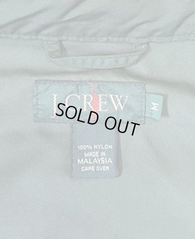 画像2: 90'S J.CREW 旧タグ スタンドカラー ナイロン ライダースジャケット グリーン/ホワイトライン (VINTAGE)