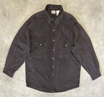 画像1: 90'S FIVE BROTHER シャモアクロス ワークシャツ フェードブラック (VINTAGE)