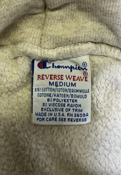 画像2: 90'S CHAMPION 刺繍タグ リバースウィーブ リブライン入り パーカー アッシュグレー USA製 (VINTAGE)