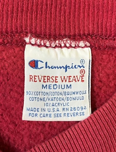 画像2: 90'S CHAMPION 刺繍タグ リバースウィーブ スナップボタン カーディガン フェードレッド USA製 (VINTAGE)