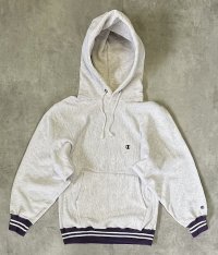 90'S CHAMPION 刺繍タグ リバースウィーブ リブライン入り パーカー アッシュグレー USA製 (VINTAGE)