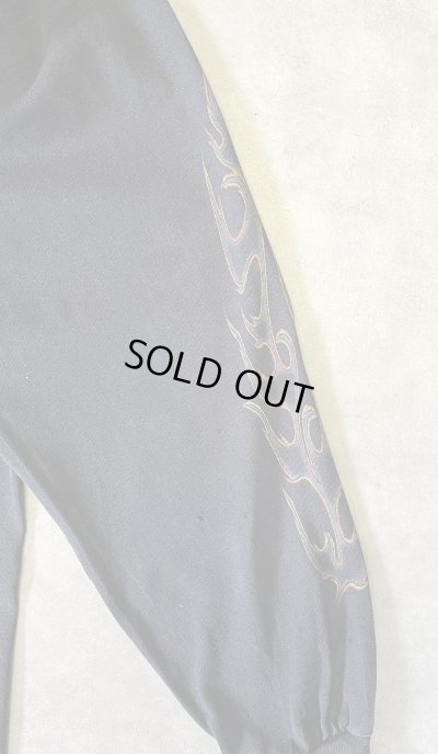 画像5: 00'S HARLEY DAVIDSON 両面プリント 袖フレイム 長袖 Tシャツ フェードブラック USA製 (VINTAGE)