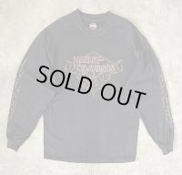00'S HARLEY DAVIDSON 両面プリント 袖フレイム 長袖 Tシャツ フェードブラック USA製 (VINTAGE)