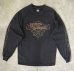 画像1: 00'S HARLEY DAVIDSON 両面プリント 袖フレイム 長袖 Tシャツ フェードブラック USA製 (VINTAGE) (1)