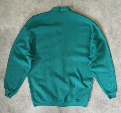 画像3: 90'S JERZEES スウェット カーディガン 無地 グリーン (VINTAGE)