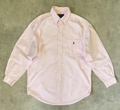 画像1: 90'S RALPH LAUREN "BIG SHIRT" オックスフォード BDシャツ ストライプ (VINTAGE)