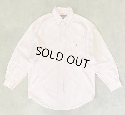 画像1: 90'S RALPH LAUREN "BIG SHIRT" オックスフォード BDシャツ ストライプ (VINTAGE)