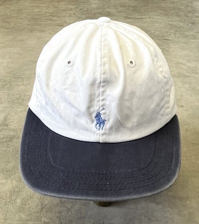 画像2: 90'S RALPH LAUREN ロゴ刺繍 ベースボールキャップ ツートンカラー USA製 (VINTAGE)