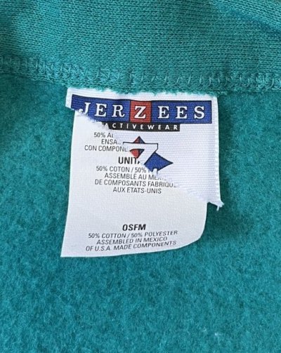 画像2: 90'S JERZEES スウェット カーディガン 無地 グリーン (VINTAGE)