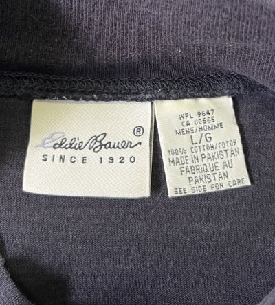 画像2: 90'S EDDIE BAUER 白タグ シングルステッチ モックネック 長袖 Tシャツ ブラック (VINTAGE)