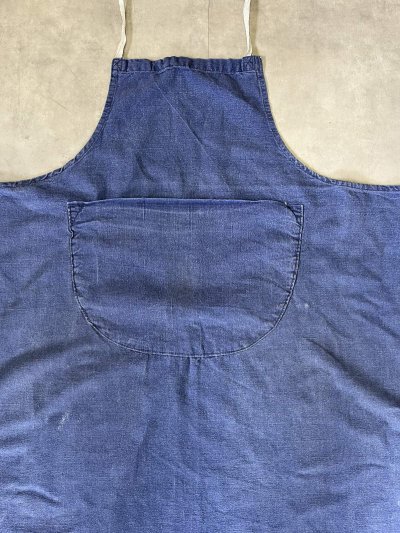 画像2: ユーロヴィンテージ リネン ポケット付き エプロン インディゴ (VINTAGE)
